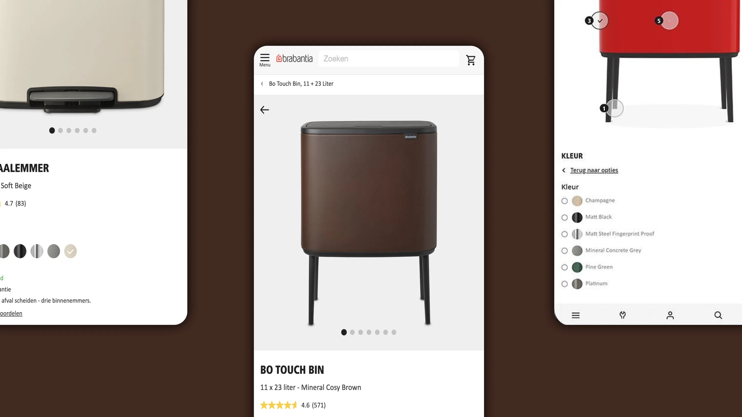An overview of the Brabantia website